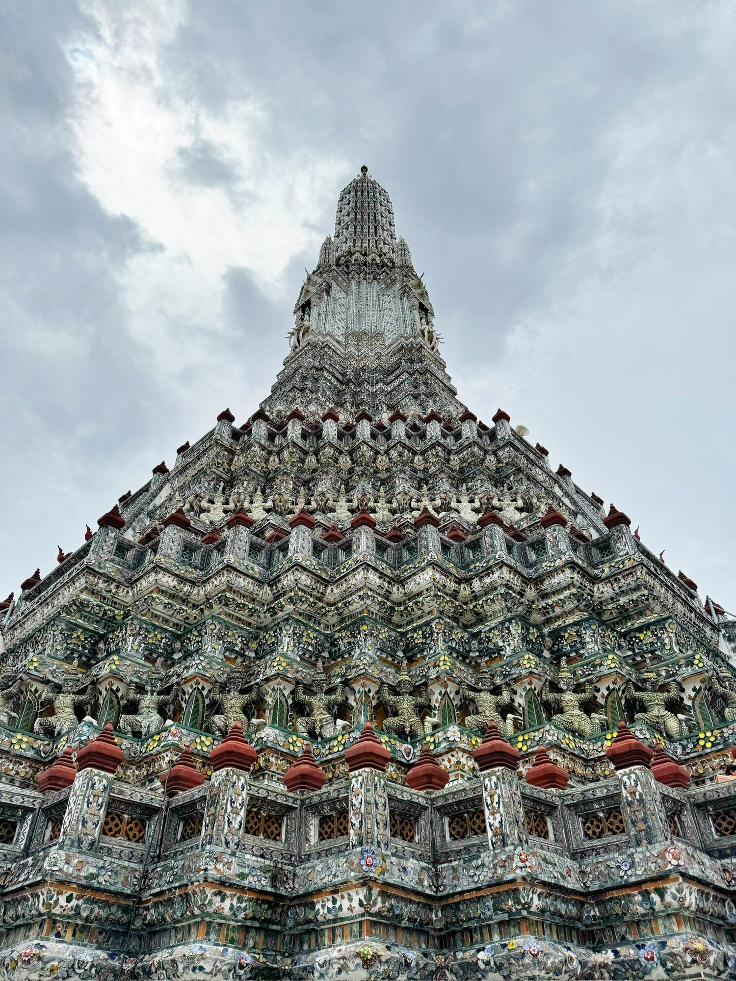 Detailed temple architecture at Wat Arun in Bangkok