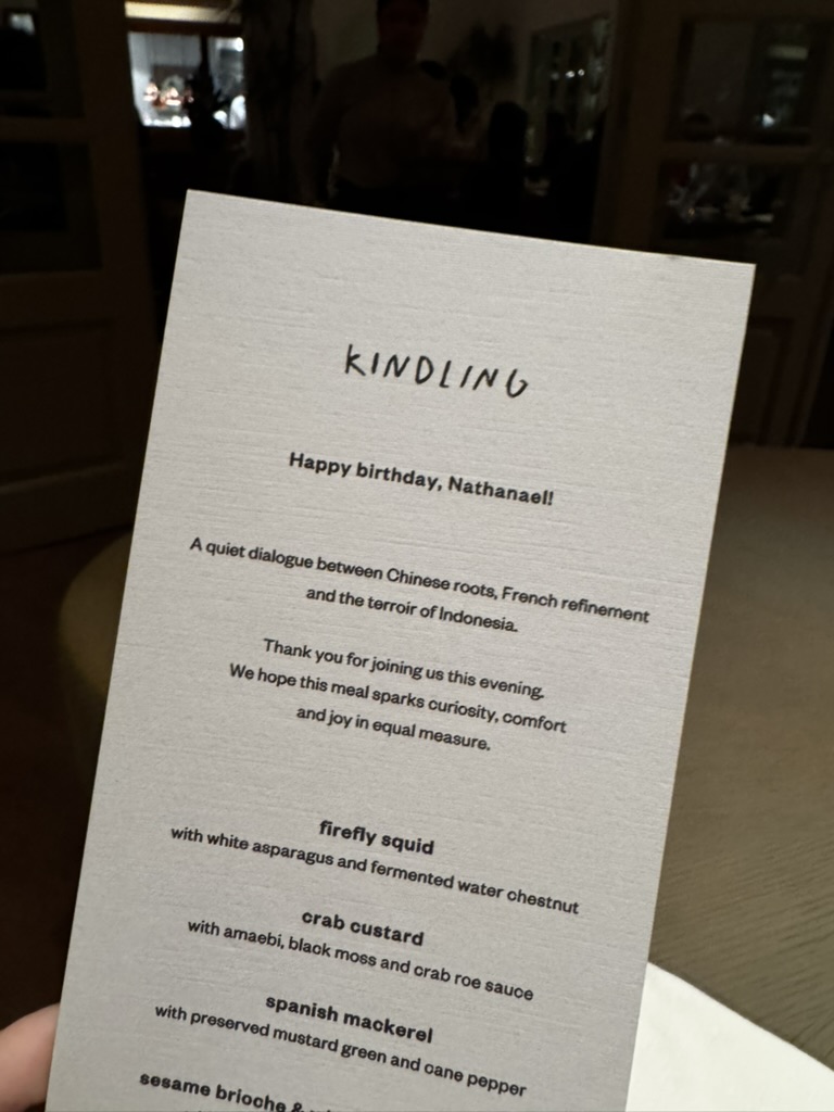 Personalized Kindling birthday menu card
