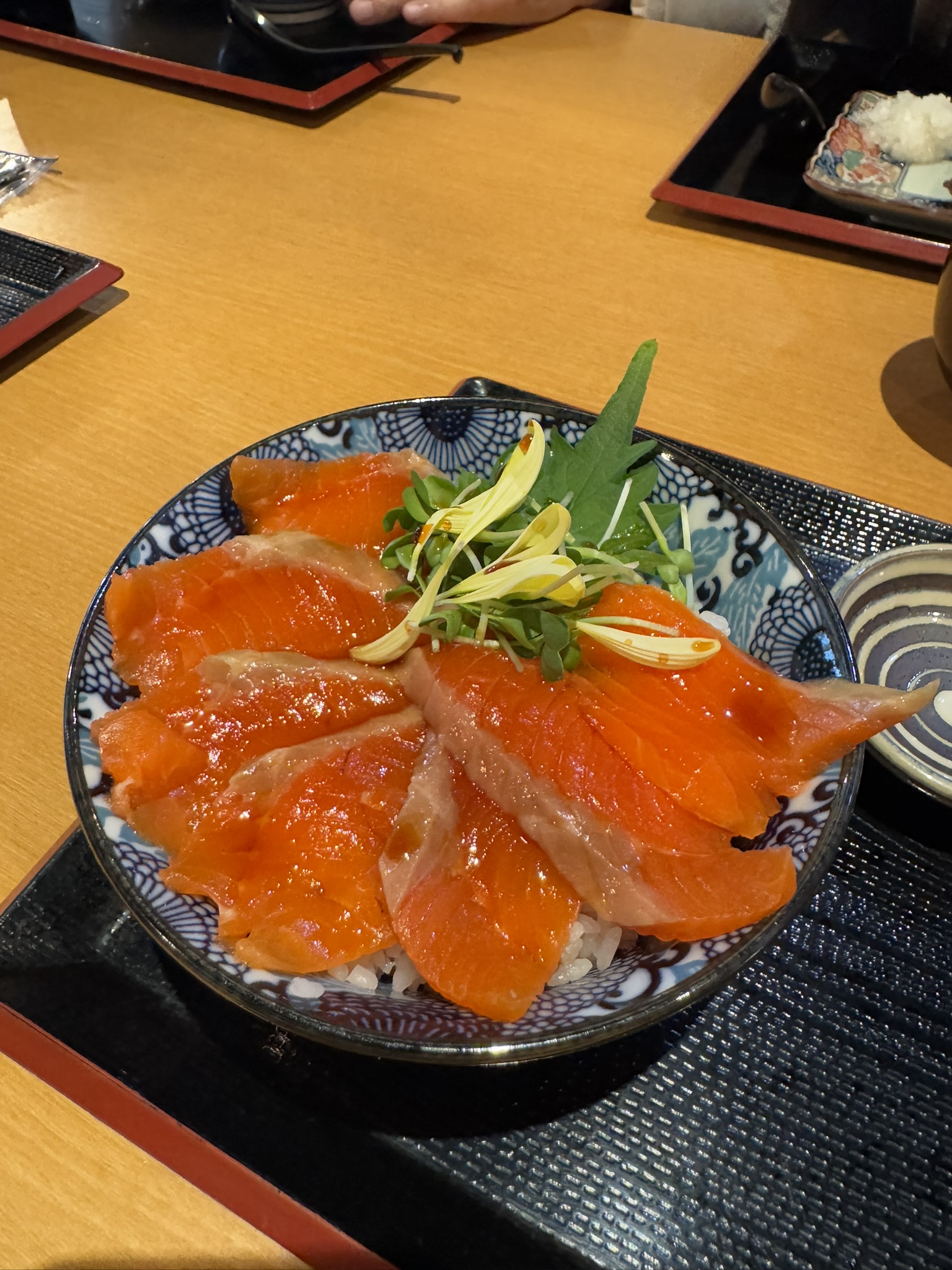 Fresh salmon sashimi rice bowl from Sapporo lunch