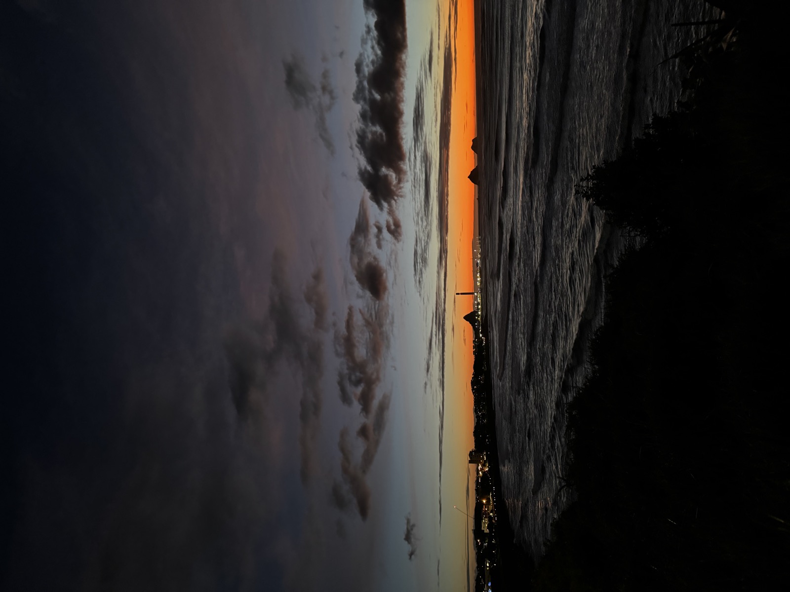 Dark New Plymouth sunset over the water