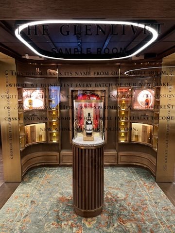 Whisky sample room with warm lighting