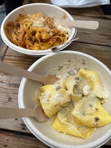 Casual London market pasta and potatoes
