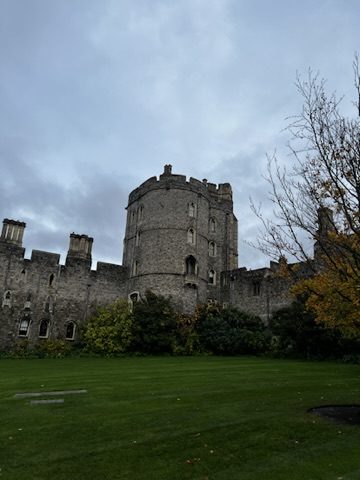 Windsor Castle courtyard under a grey sky